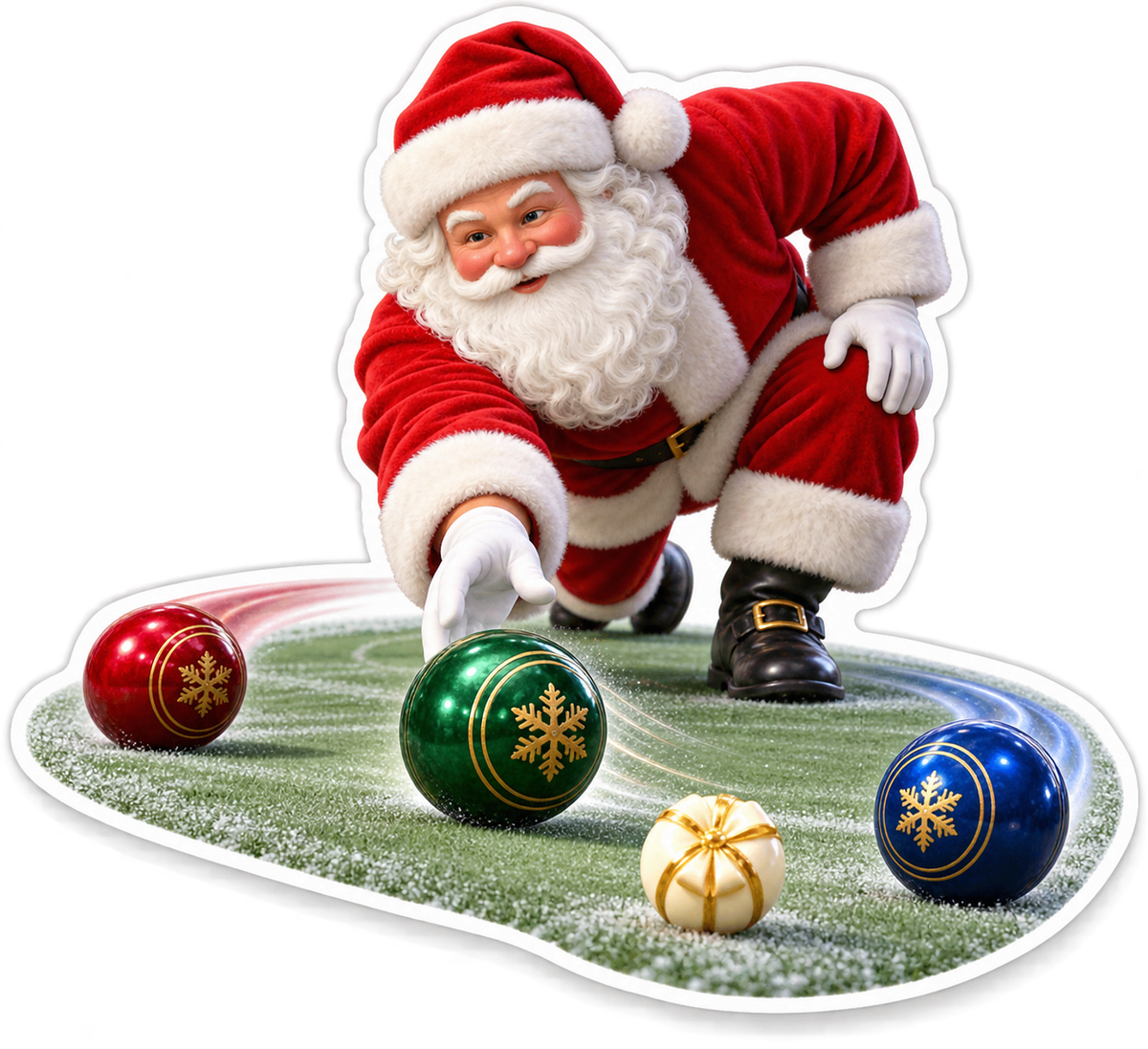Santa Playing Ornament Lawn Bowls Art Vinyl Decal Stickers