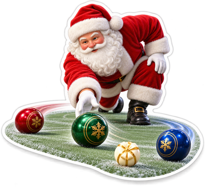 Santa Playing Ornament Lawn Bowls Art Vinyl Decal Stickers