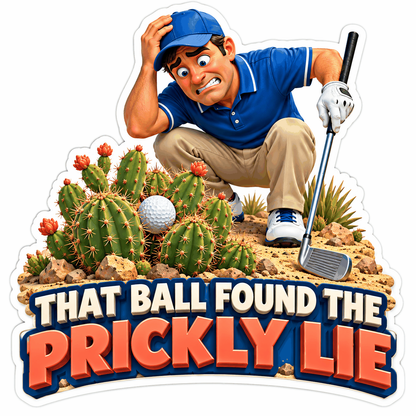 Golfer Finding Ball in Flowering Cactus Art Vinyl Decal Stickers