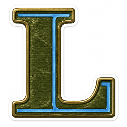 Olive Canvas Letter L with Blue Inlay Art Vinyl Decal Stickers
