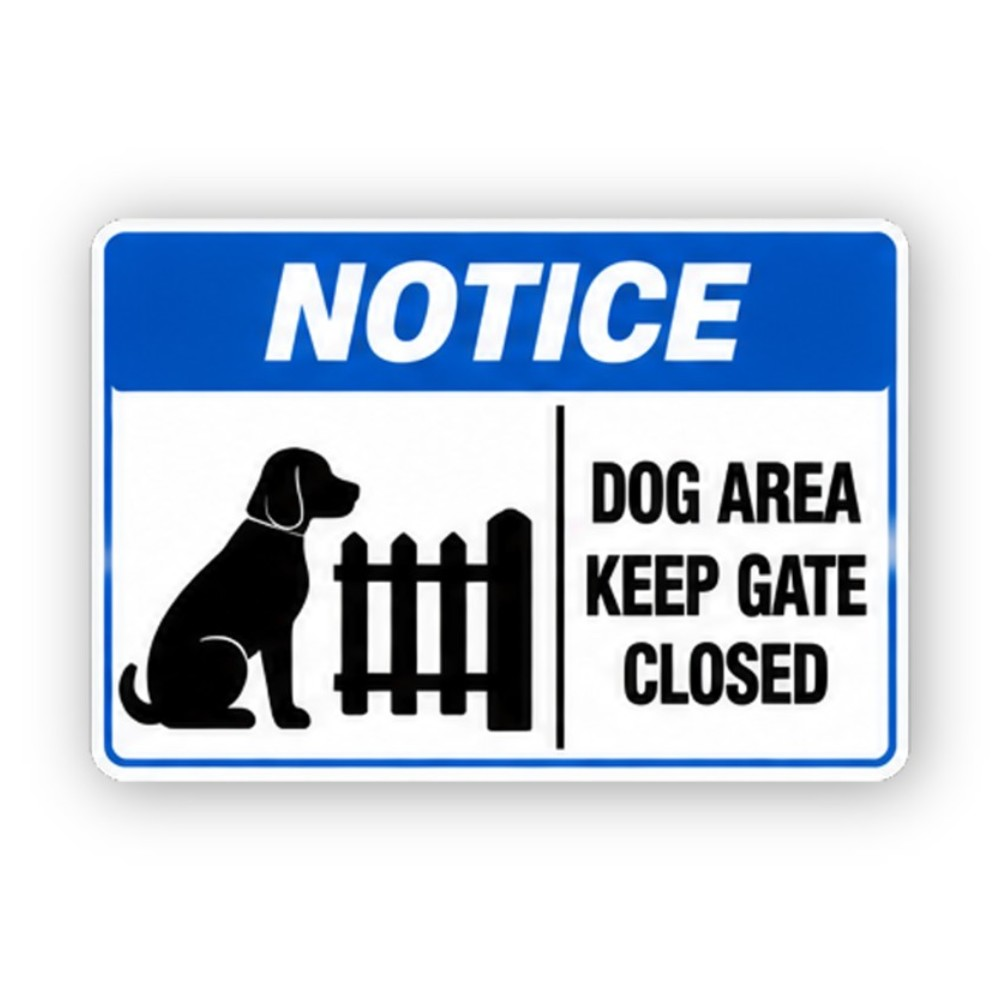 Blue Seated Dog Closed Gate Panel Vinyl Decal Stickers
