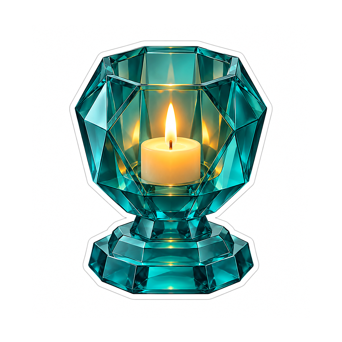 Teal Faceted Glass Candle Goblet Art Vinyl Decal Stickers