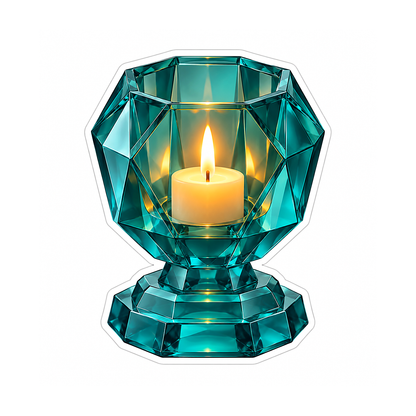 Teal Faceted Glass Candle Goblet Art Vinyl Decal Stickers