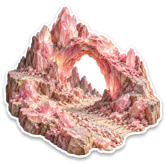 Pink Crystal Mountain Arch and Rocky Path Vinyl Decal Stickers