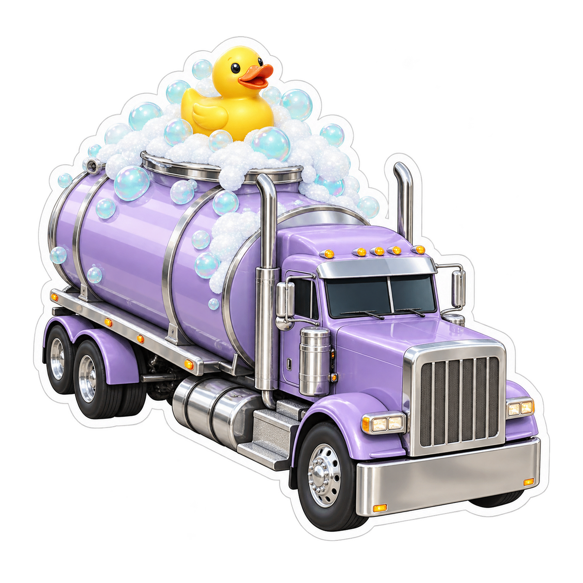 Purple Bubble Bath Tanker with Duck Art Vinyl Decal Stickers