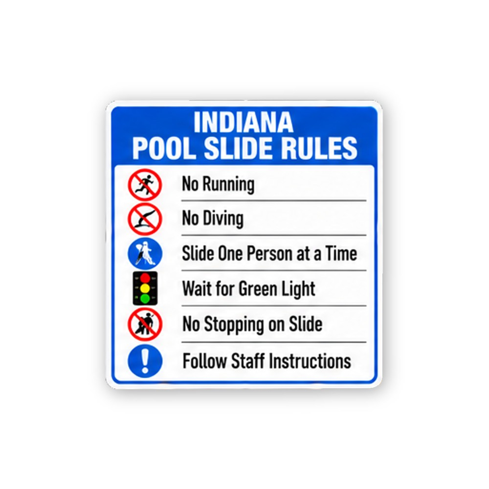 Blue Indiana Pool Slide Rules Portrait Vinyl Decal Stickers