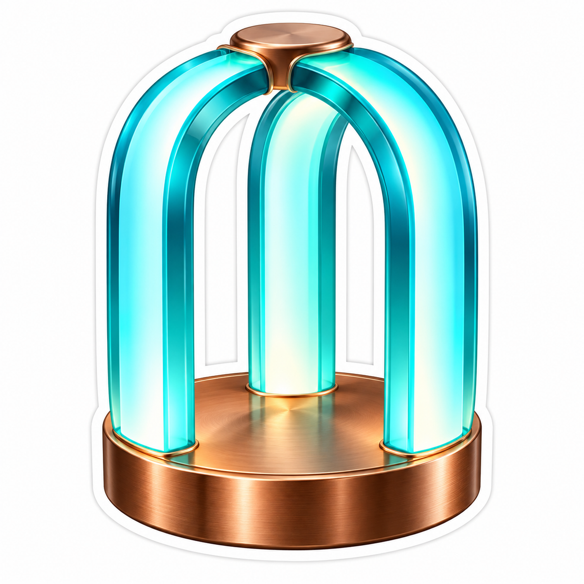 Glowing Turquoise Arch Lamp on Copper Base Vinyl Decal Stickers
