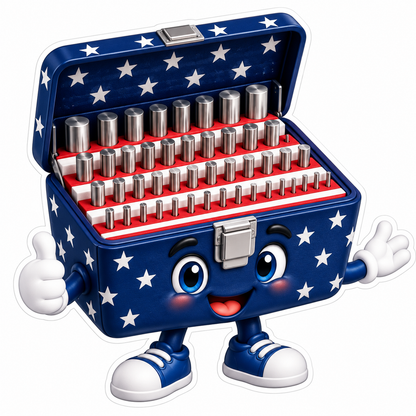 Patriotic Open Pin Gauge Case Character Art Vinyl Decal Stickers