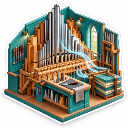 Teal Pipe Organ Workshop Miniature Art Vinyl Decal Stickers