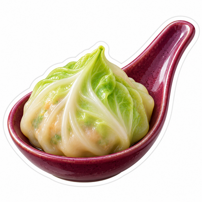 Cabbage Dumpling in Burgundy Spoon Art Vinyl Decal Stickers