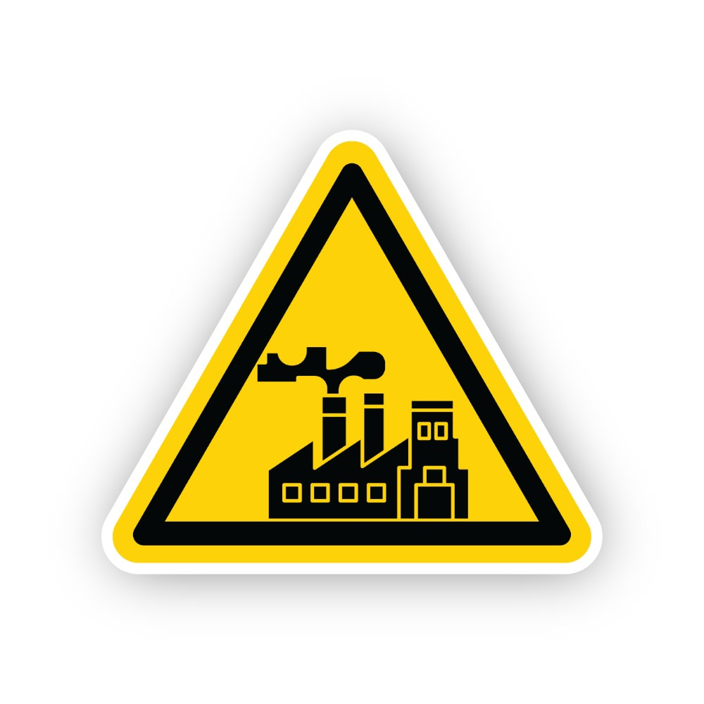 Yellow Factory Smoke Triangle Vinyl Decal Stickers