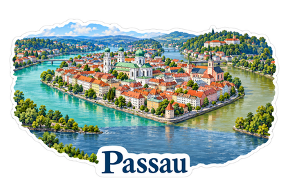 Passau Three Rivers City View Art Vinyl Decal Stickers