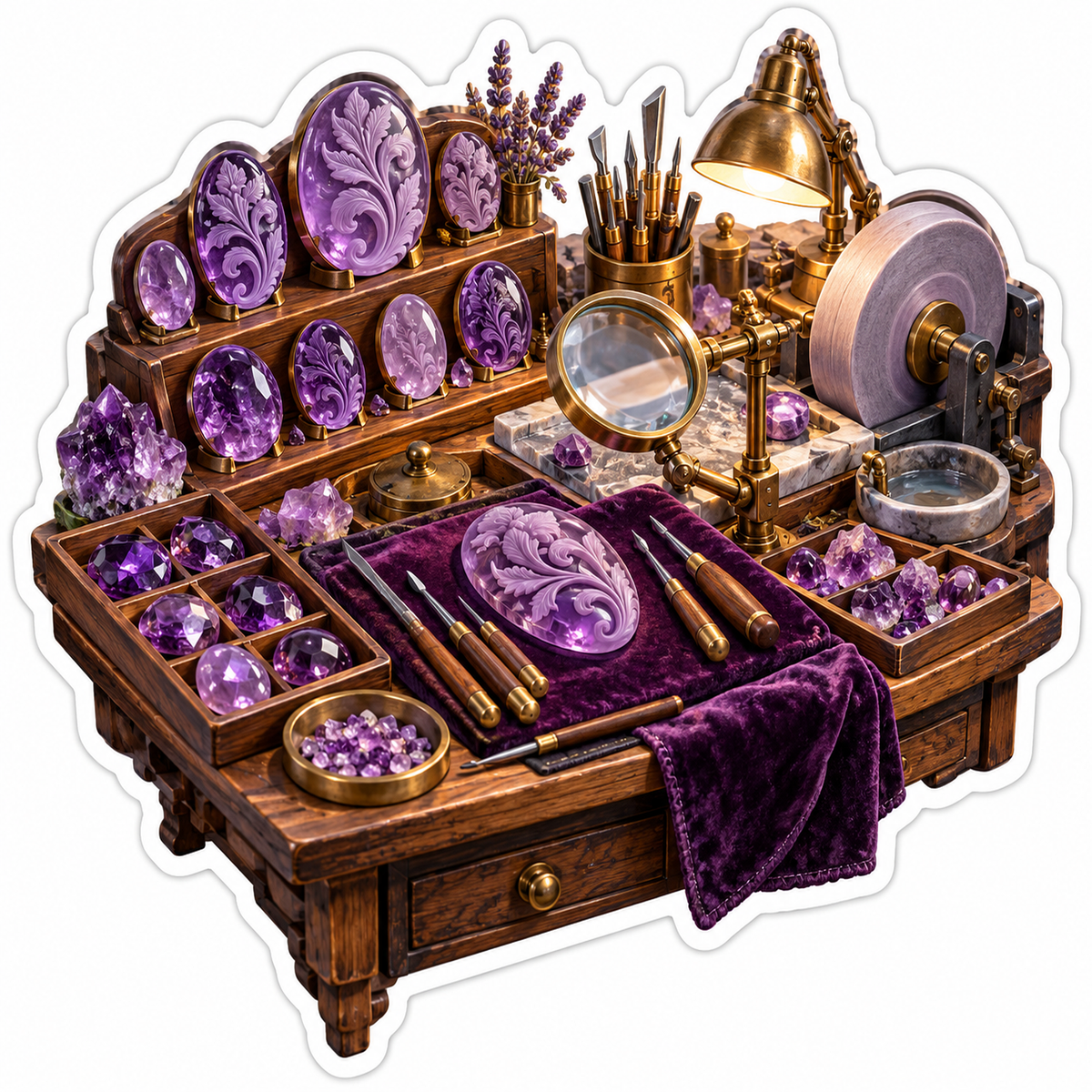 Purple Cameo Carving Workshop Art Vinyl Decal Stickers
