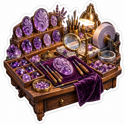 Purple Cameo Carving Workshop Art Vinyl Decal Stickers