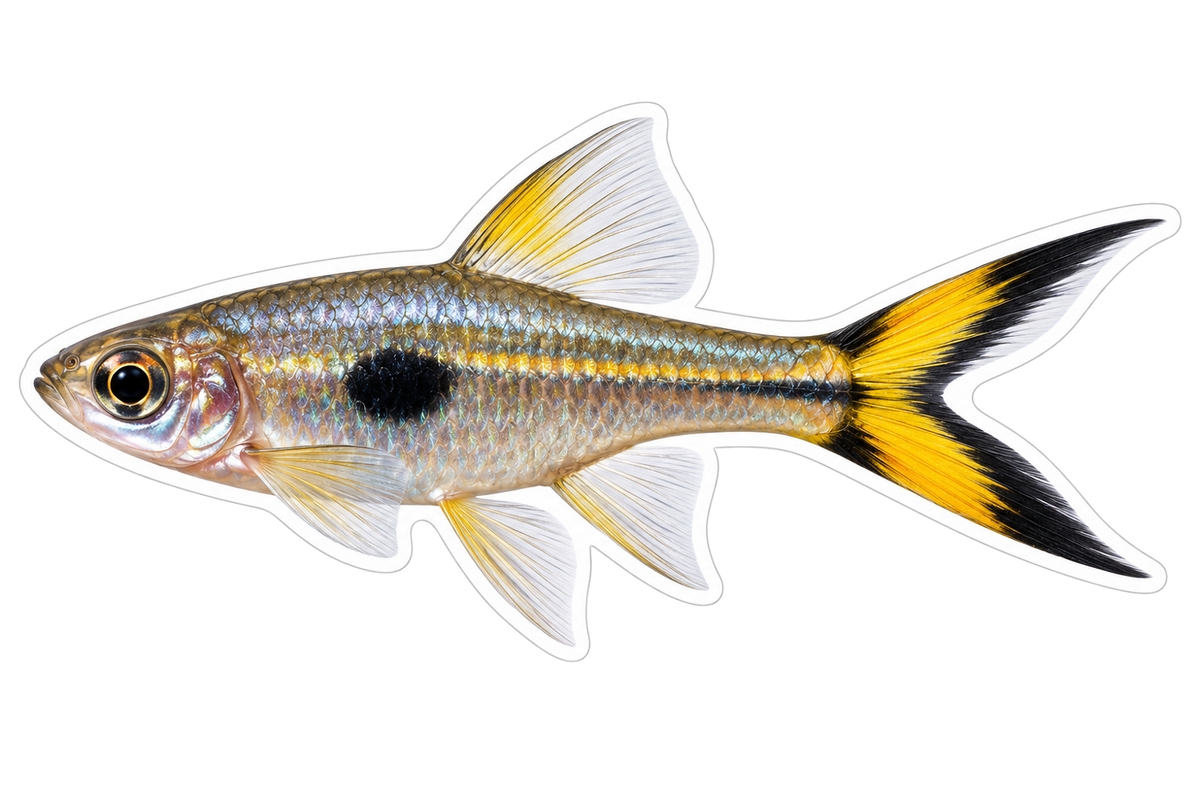 Silver Fish with Black Spot and Split Tail Art Vinyl Decal Stickers
