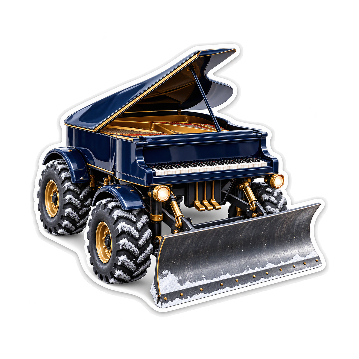 Navy Grand Piano Snowplow Art Vinyl Decal Stickers