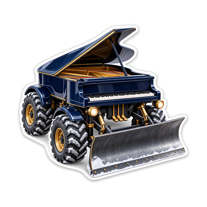 Navy Grand Piano Snowplow Art Vinyl Decal Stickers