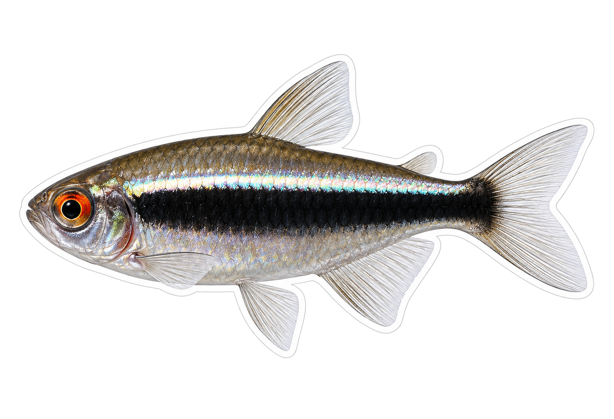 Silver Tetra with Bold Black Stripe Art Vinyl Decal Stickers
