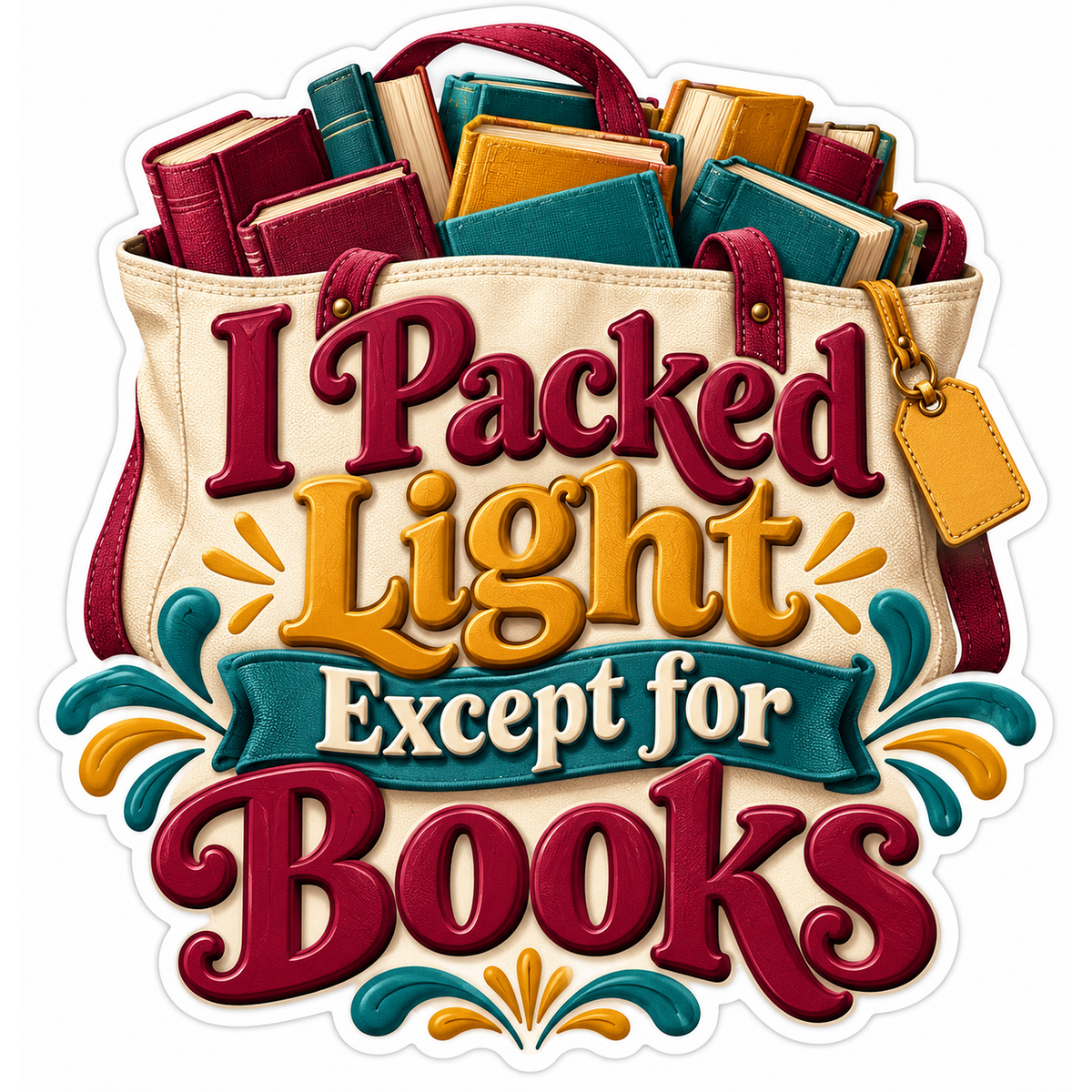 I Packed Light Except for Books Tote Design Vinyl Decal Stickers