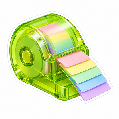 Lime Clear Dispenser with Pastel Rainbow Tabs Vinyl Decal Stickers