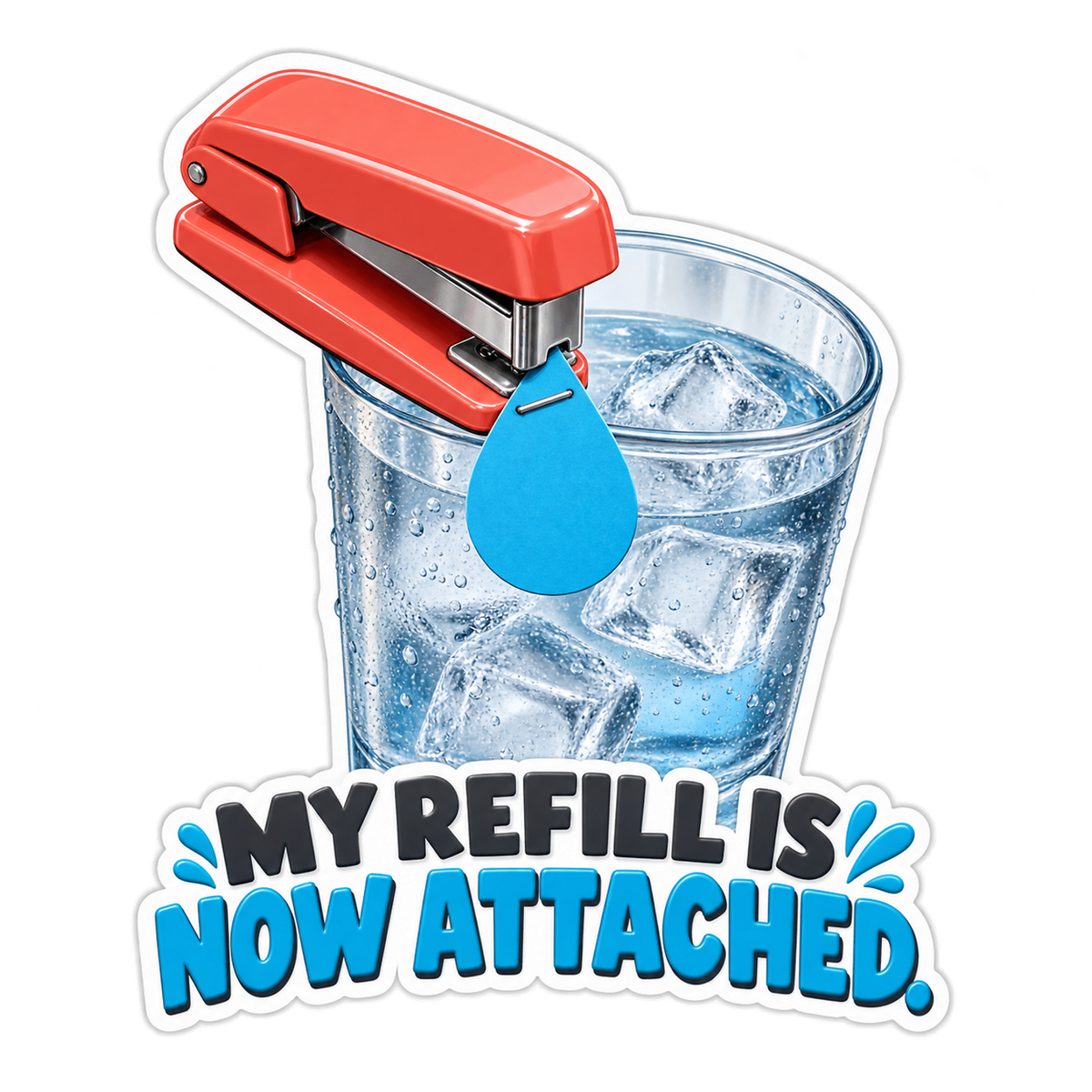 Red Stapler Ice Glass Humor Art Vinyl Decal Stickers