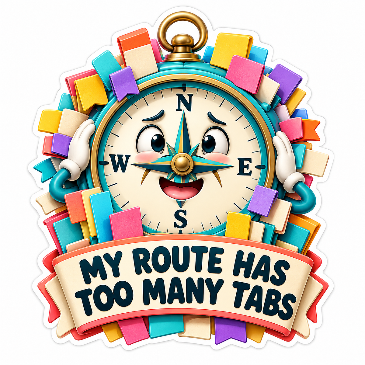 My Route Has Too Many Tabs Compass Mascot Vinyl Decal Stickers