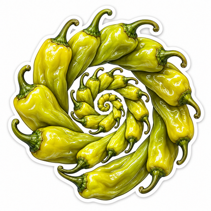 Spiral of Green Pepperoncini Peppers Vinyl Decal Stickers