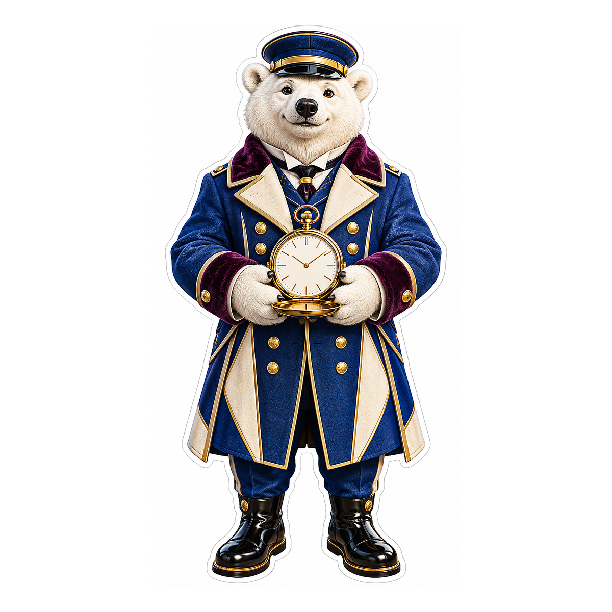 Navy Uniform Polar Bear with Pocket Watch Vinyl Decal Stickers