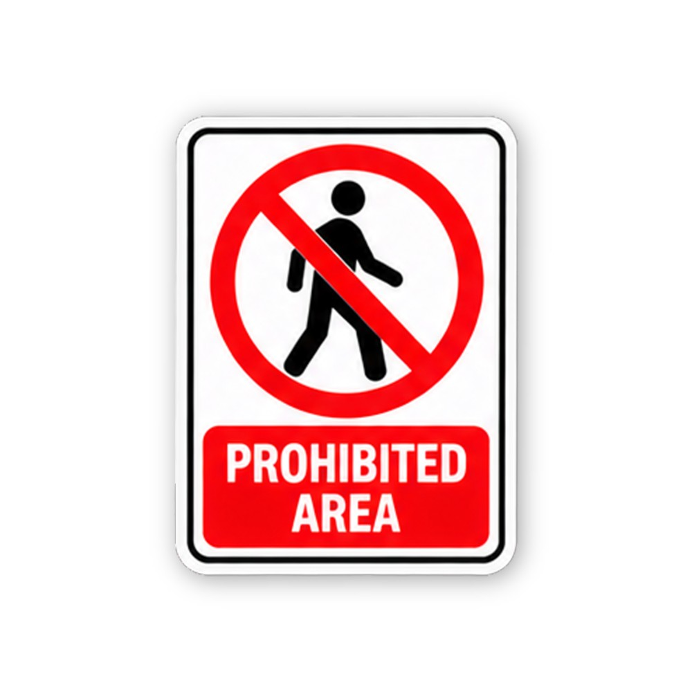 Red Prohibited Area Walking Figure Portrait Vinyl Decal Stickers