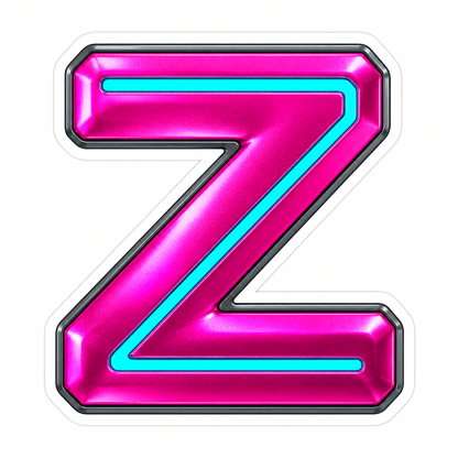 Fuchsia Metallic Letter Z with Aqua Inlay Vinyl Decal Stickers