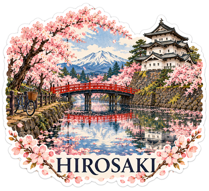 Hirosaki Cherry Blossom Castle Bridge Art Vinyl Decal Stickers