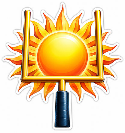 Golden Goalpost with Radiant Orange Sun Vinyl Decal Stickers