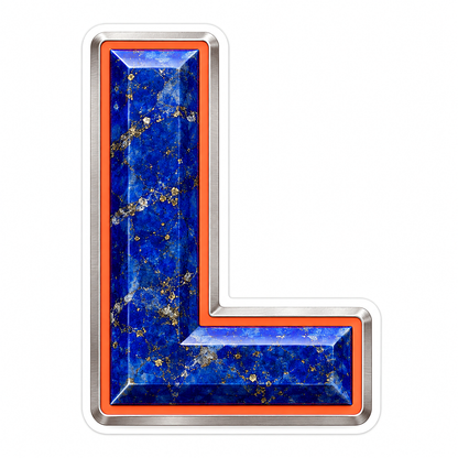 Blue Gold Stone Letter L with Coral Line Art Vinyl Decal Stickers