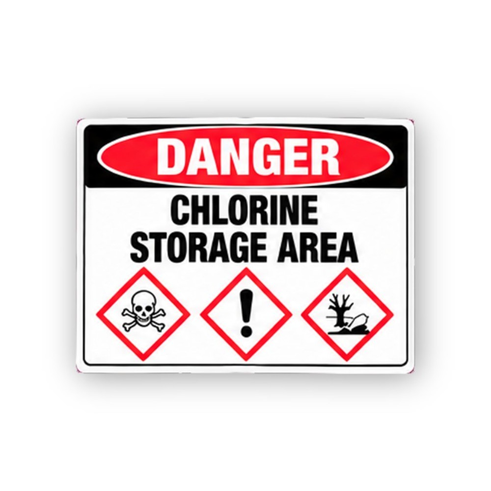 Red Chlorine Storage Three Diamonds Panel Vinyl Decal Stickers