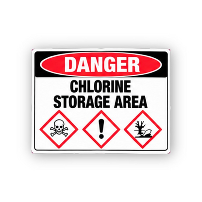 Red Chlorine Storage Three Diamonds Panel Vinyl Decal Stickers