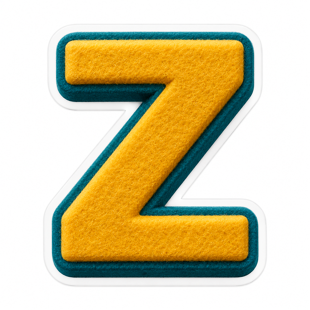 Mustard Felt Texture Teal Border Letter Z Vinyl Decal Stickers