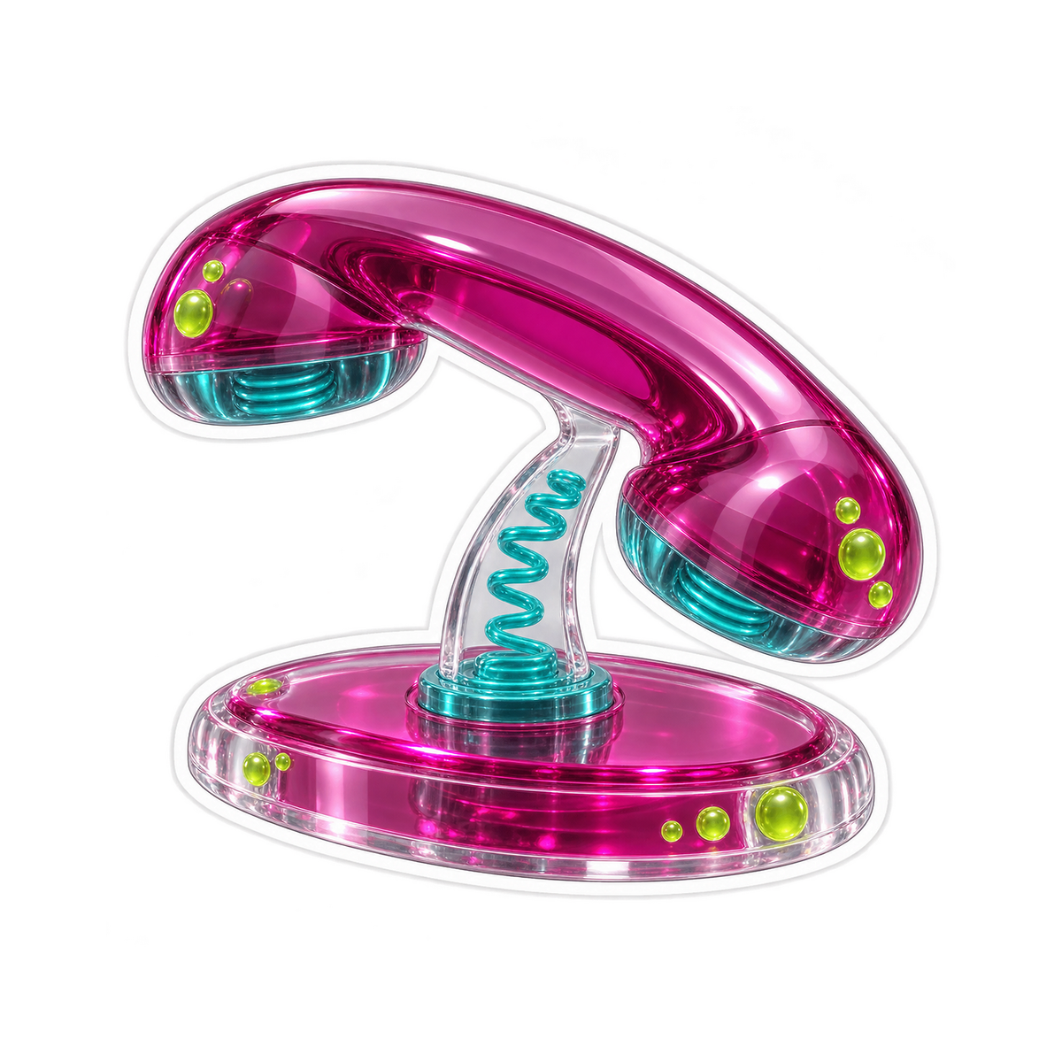 Transparent Berry Pink Desk Phone Art Vinyl Decal Stickers
