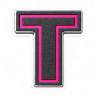 Charcoal Pixel Letter T with Pink Line Art Vinyl Decal Stickers