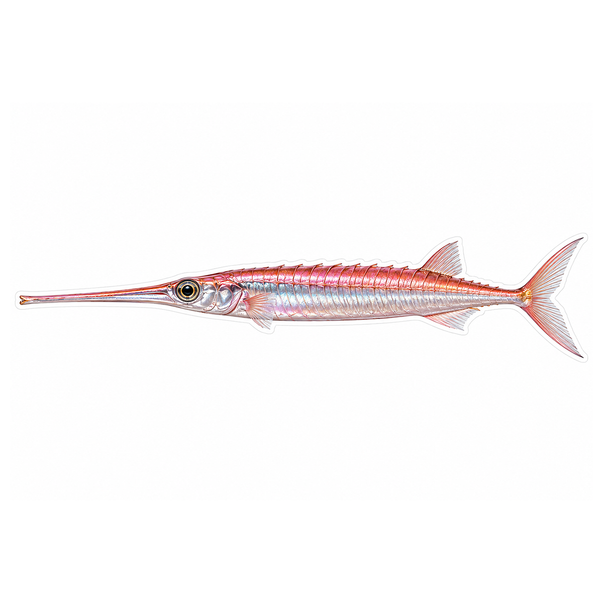 Pink Slender Snipefish with Long Snout Vinyl Decal Stickers