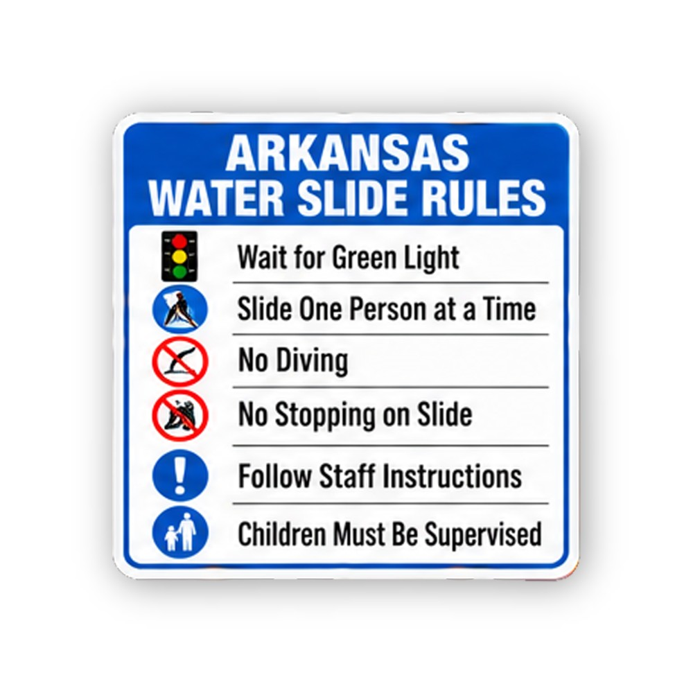 Blue Arkansas Water Slide Rules Portrait Vinyl Decal Stickers
