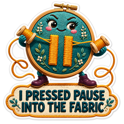 Teal Embroidery Hoop Mascot with Gold Stitches Vinyl Decal Stickers