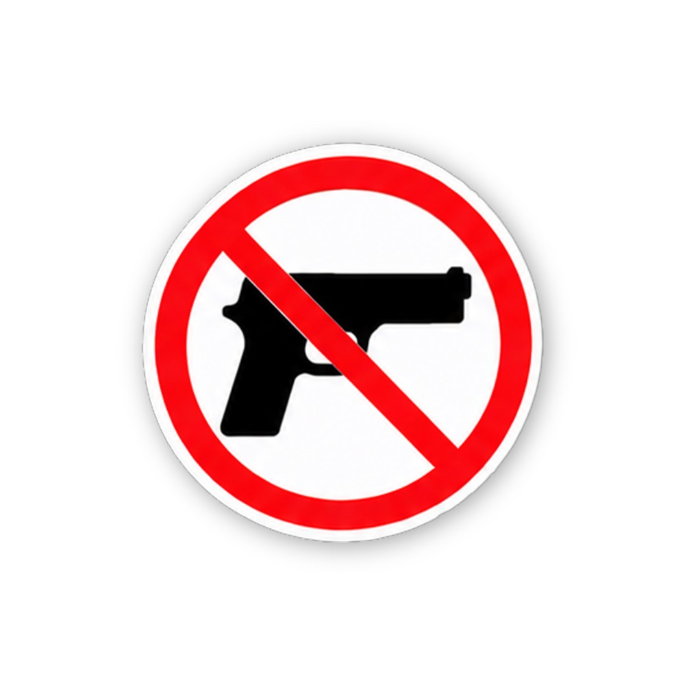 Red Crossed Handgun Small Circle Vinyl Decal Stickers