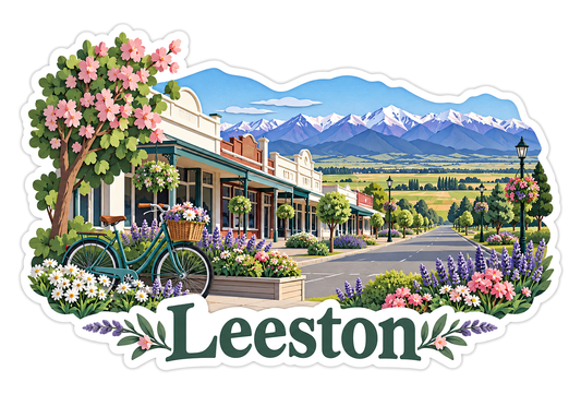 Leeston Flower Street Mountain Travel Art Vinyl Decal Stickers
