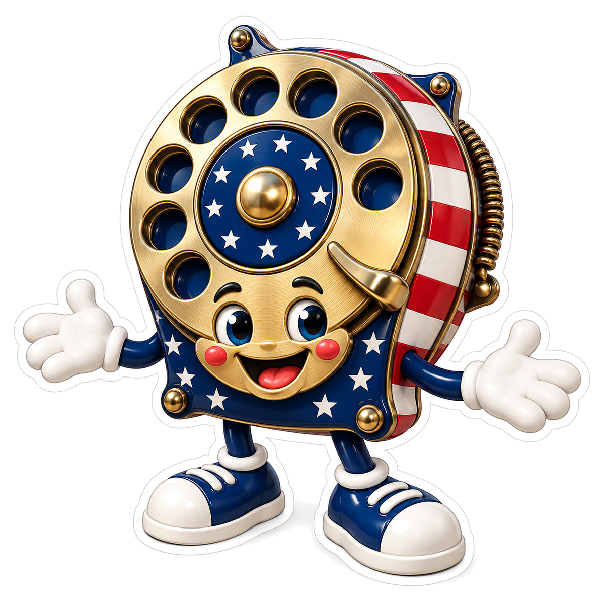 Patriotic Gold Circular Reel Mascot Vinyl Decal Stickers