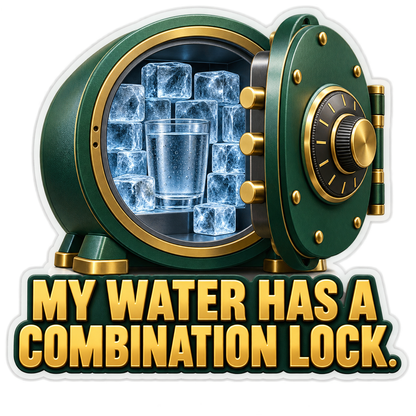 Water Glass in a Green Combination Safe Vinyl Decal Stickers
