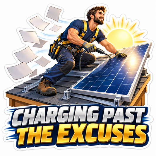 Solar Panel Installer Working in the Sunshine Vinyl Decal Stickers