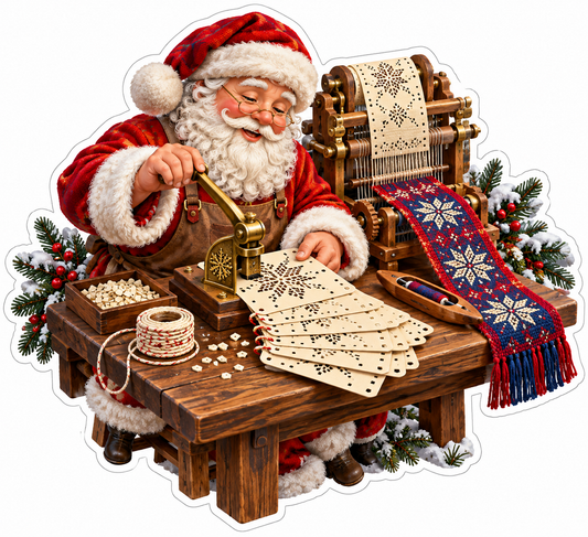 Santa Punching Snowflake Cards at Loom Vinyl Decal Stickers