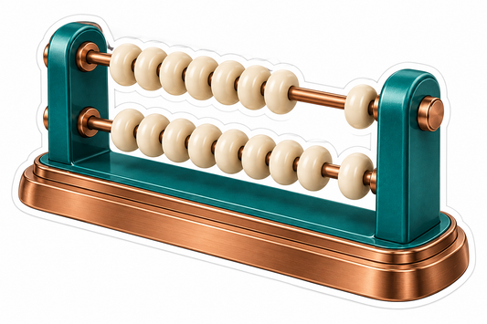 Teal Two Row Abacus with Cream Beads Vinyl Decal Stickers