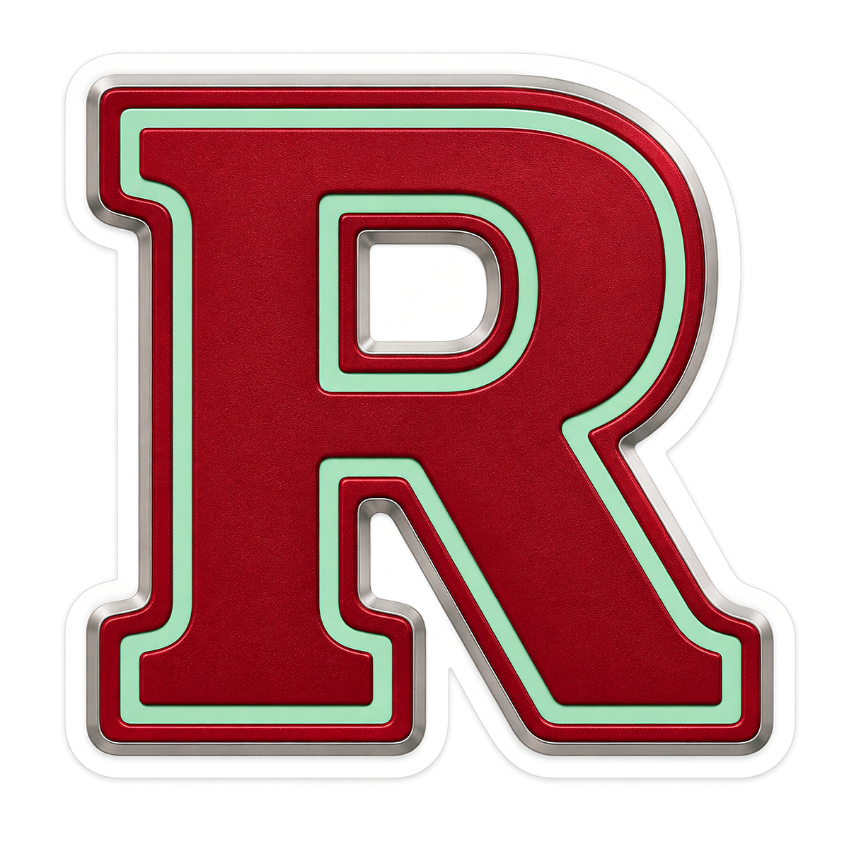 Cranberry Red Mint Trim Letter R Vinyl Decal Stickers
