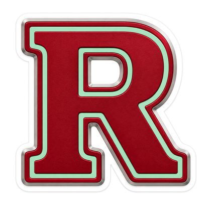 Cranberry Red Mint Trim Letter R Vinyl Decal Stickers